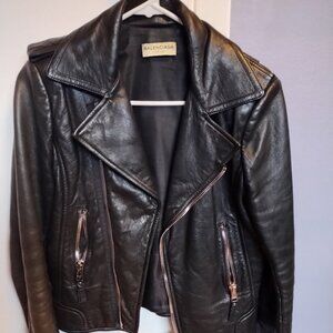 Balenciaga Black Leather Motorcycle Jacket